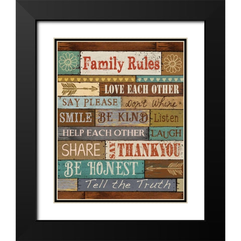 Family Rules Black Modern Wood Framed Art Print with Double Matting by Knutsen, Conrad