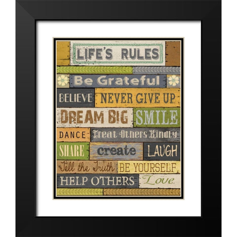 Lifes Rules Black Modern Wood Framed Art Print with Double Matting by Knutsen, Conrad