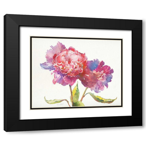 Prize Peonies I Black Modern Wood Framed Art Print with Double Matting by Troise Heidel, Theresa