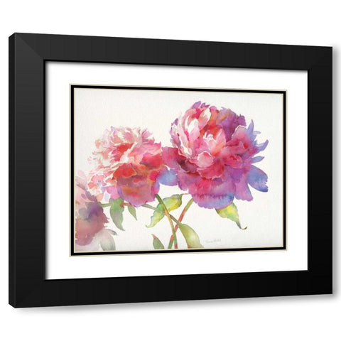 Prize Peonies II Black Modern Wood Framed Art Print with Double Matting by Troise Heidel, Theresa