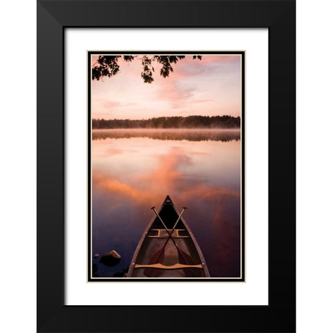 Lake At Dawn Black Modern Wood Framed Art Print with Double Matting by Delimont, Danita