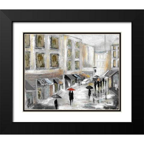Sunday Market Black Modern Wood Framed Art Print with Double Matting by Tava Studios
