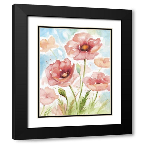 Botanical Blush I Black Modern Wood Framed Art Print with Double Matting by Nan