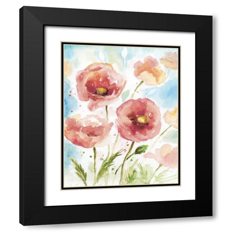 Botanical Blush II Black Modern Wood Framed Art Print with Double Matting by Nan