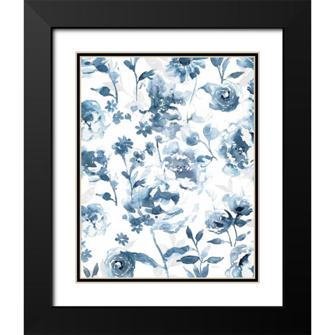Indigo Garden Black Modern Wood Framed Art Print with Double Matting by Robinson, Carol