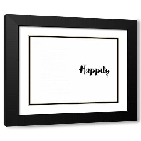Happily Ever Black Modern Wood Framed Art Print with Double Matting by CAD Designs