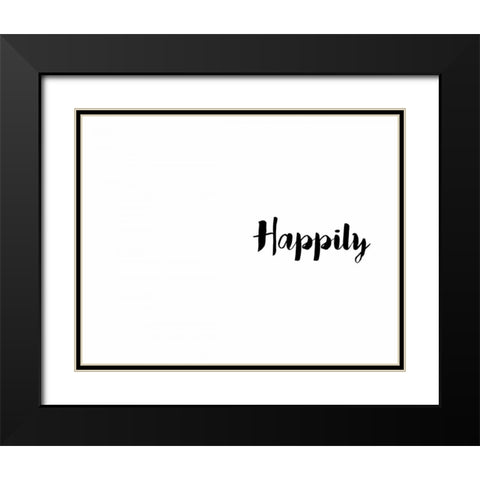 Happily Ever Black Modern Wood Framed Art Print with Double Matting by CAD Designs