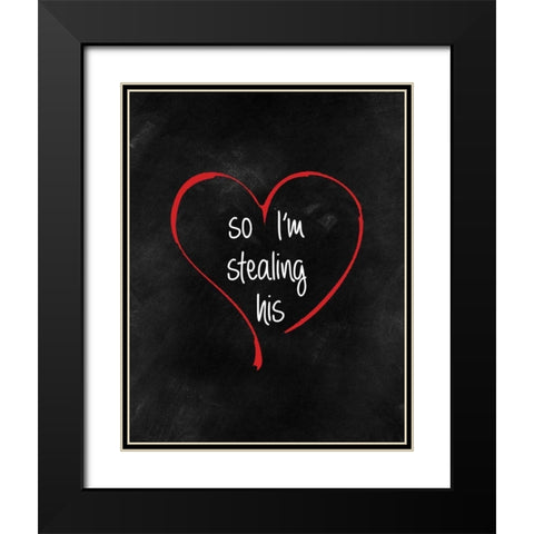 Stolen Heart II Black Modern Wood Framed Art Print with Double Matting by CAD Designs