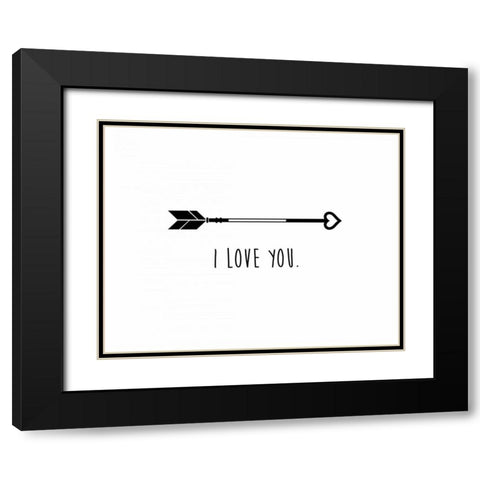 Love Arrow I Black Modern Wood Framed Art Print with Double Matting by CAD Designs