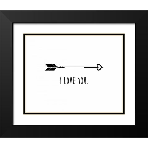 Love Arrow I Black Modern Wood Framed Art Print with Double Matting by CAD Designs