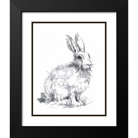 Garden Hare I Black Modern Wood Framed Art Print with Double Matting by Robinson, Carol