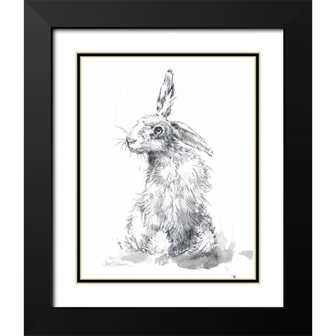 Garden Hare II Black Modern Wood Framed Art Print with Double Matting by Robinson, Carol
