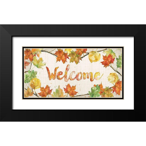 Fall Welcome Black Modern Wood Framed Art Print with Double Matting by Robinson, Carol