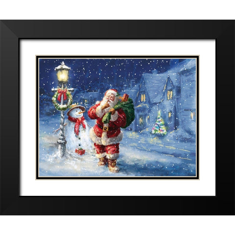Merry Christmas Night Black Modern Wood Framed Art Print with Double Matting by Corti, Marcello