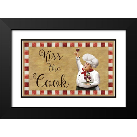 Kiss The Cook Black Modern Wood Framed Art Print with Double Matting by Knutsen, Conrad