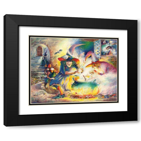 Witches Brew Black Modern Wood Framed Art Print with Double Matting by Troise Heidel, Theresa