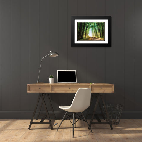 Curtain of Black Modern Wood Framed Art Print with Double Matting by Van de Goor, Lars