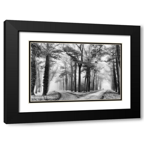 Turning Left Black Modern Wood Framed Art Print with Double Matting by Van de Goor, Lars