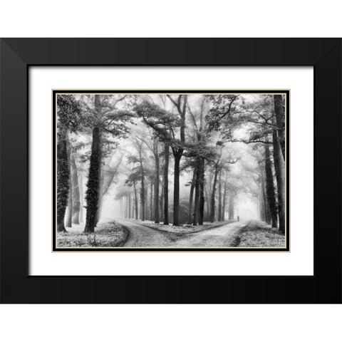 Turning Left Black Modern Wood Framed Art Print with Double Matting by Van de Goor, Lars