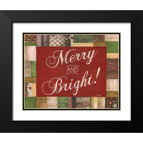 Merry and Bright Black Modern Wood Framed Art Print with Double Matting by Tava Studios