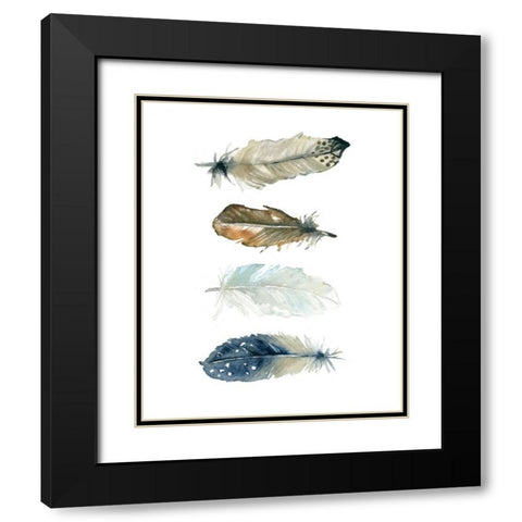 Feather Collection Black Modern Wood Framed Art Print with Double Matting by Robinson, Carol