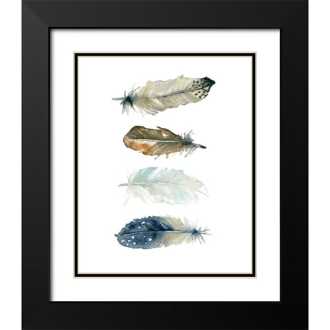 Feather Collection Black Modern Wood Framed Art Print with Double Matting by Robinson, Carol