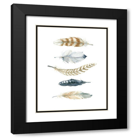 Feather Collection Black Modern Wood Framed Art Print with Double Matting by Robinson, Carol