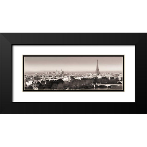 Paris View Triptych Black Modern Wood Framed Art Print with Double Matting by Delimont, Danita