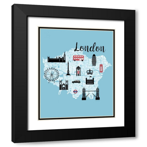 City Graphic Map - Black Modern Wood Framed Art Print with Double Matting by Murray, Amanda