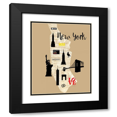 City Graphic Map - Black Modern Wood Framed Art Print with Double Matting by Murray, Amanda