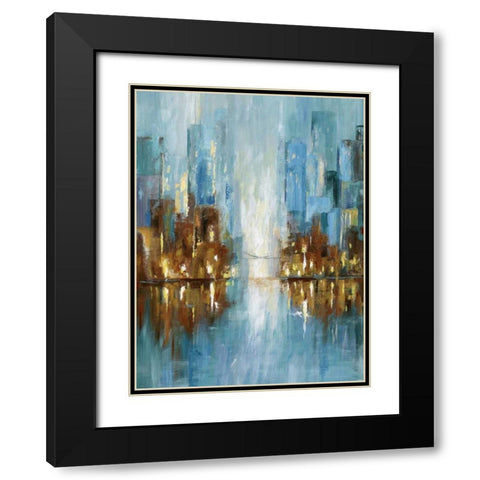 City Lights Black Modern Wood Framed Art Print with Double Matting by Nan