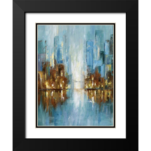 City Lights Black Modern Wood Framed Art Print with Double Matting by Nan