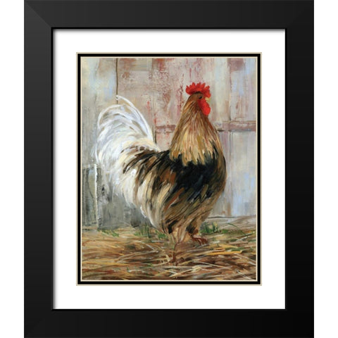 Farmhouse Rooster Black Modern Wood Framed Art Print with Double Matting by Swatland, Sally