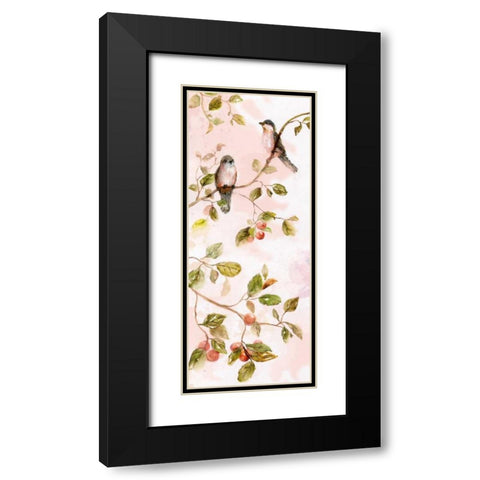 Blushing Birds I Black Modern Wood Framed Art Print with Double Matting by Nan