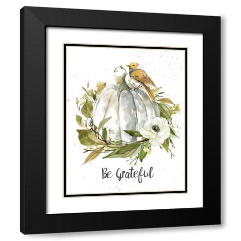 Be Grateful Black Modern Wood Framed Art Print with Double Matting by Robinson, Carol