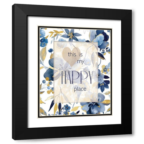 Indigo Thoughts II Black Modern Wood Framed Art Print with Double Matting by Robinson, Carol