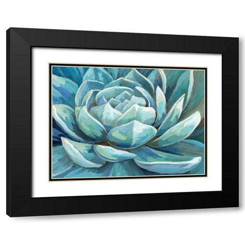 Cerulean Succulent Black Modern Wood Framed Art Print with Double Matting by Nan