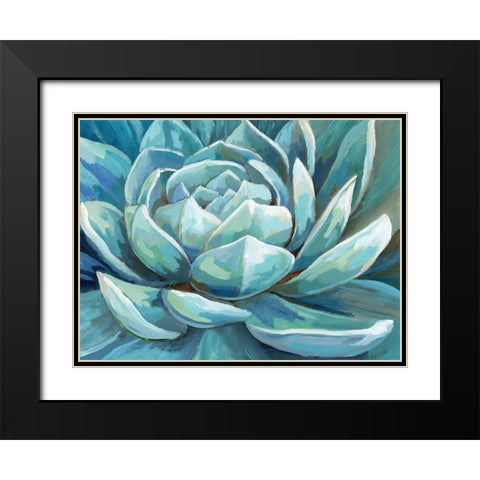 Cerulean Succulent Black Modern Wood Framed Art Print with Double Matting by Nan