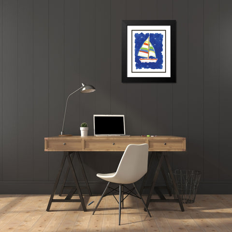 Bright Boat Black Modern Wood Framed Art Print with Double Matting by Nan