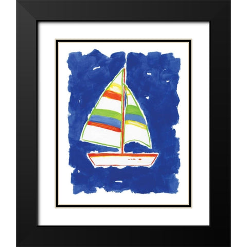 Bright Boat Black Modern Wood Framed Art Print with Double Matting by Nan