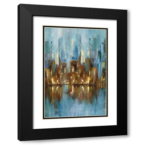 City Night Black Modern Wood Framed Art Print with Double Matting by Nan