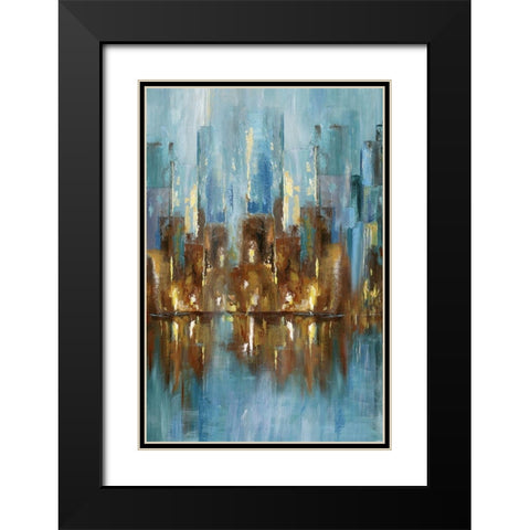 City Night Black Modern Wood Framed Art Print with Double Matting by Nan