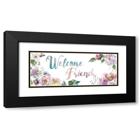 Welcome Friends Black Modern Wood Framed Art Print with Double Matting by Robinson, Carol