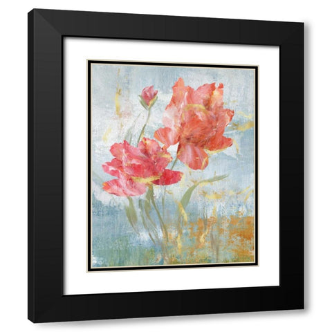 Floral Dance I Black Modern Wood Framed Art Print with Double Matting by Nan