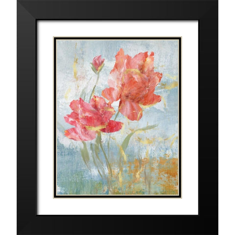 Floral Dance I Black Modern Wood Framed Art Print with Double Matting by Nan