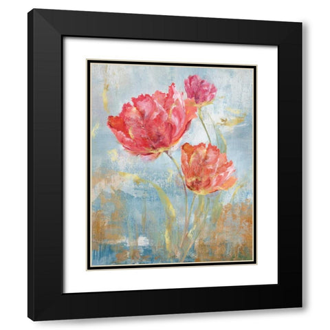 Floral Dance II Black Modern Wood Framed Art Print with Double Matting by Nan