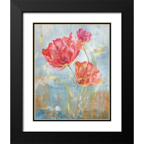 Floral Dance II Black Modern Wood Framed Art Print with Double Matting by Nan