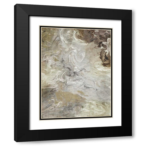 Marbled Linen Black Modern Wood Framed Art Print with Double Matting by Nan