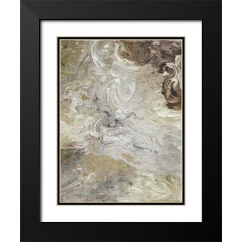 Marbled Linen Black Modern Wood Framed Art Print with Double Matting by Nan