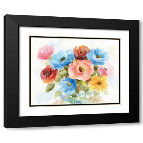 Color Wheel Bouquet I Black Modern Wood Framed Art Print with Double Matting by Nan